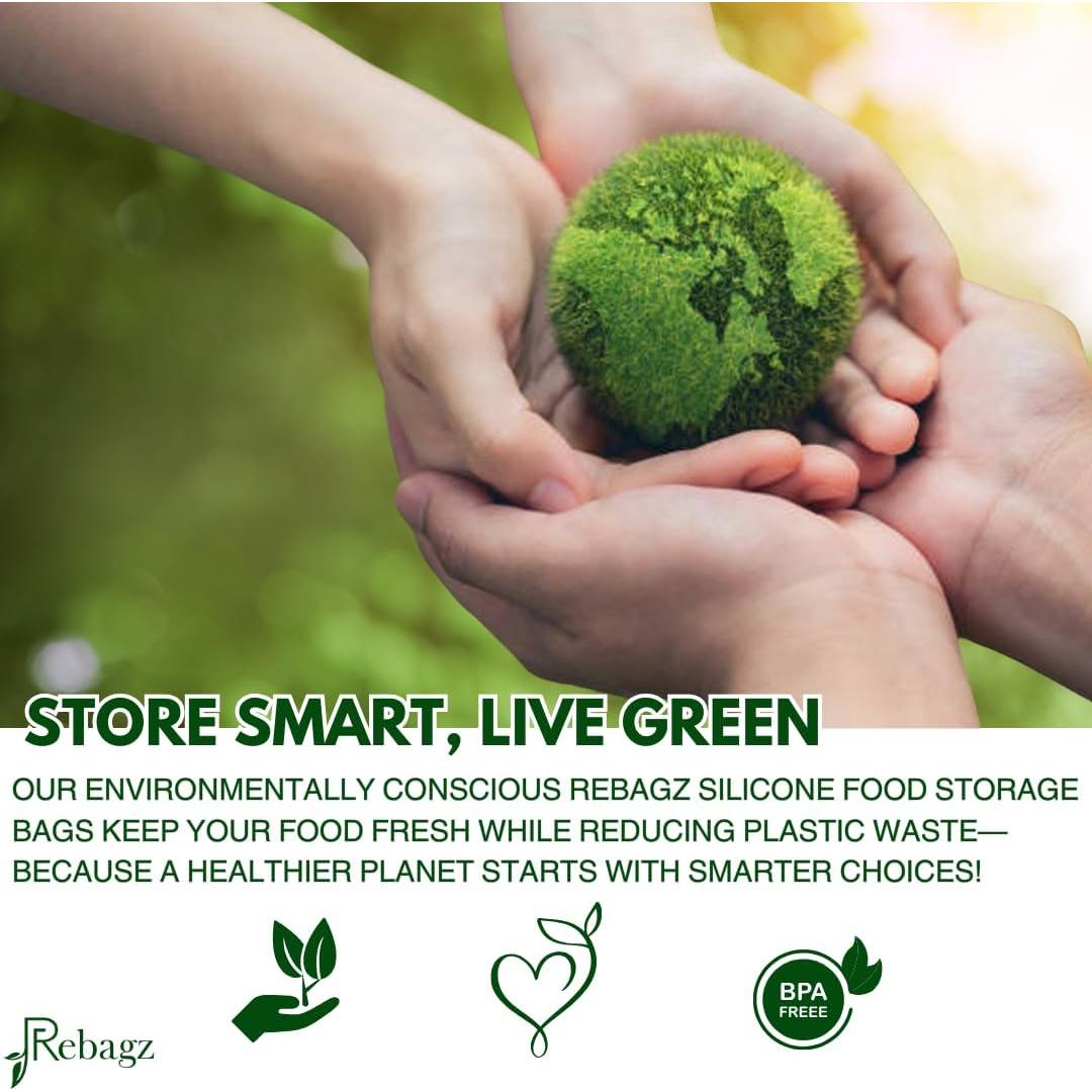 Bolsas de Almacenamiento de Silicona Rebagz - 3 Unidades, 2 a 6 Tazas