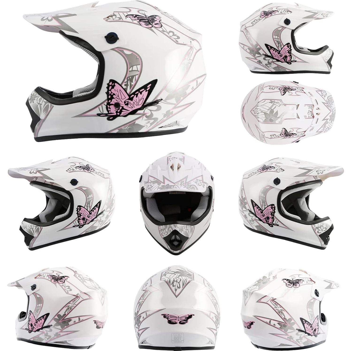 Casco TCMT OffRoad Juvenil X-Grande Mariposa Rosa