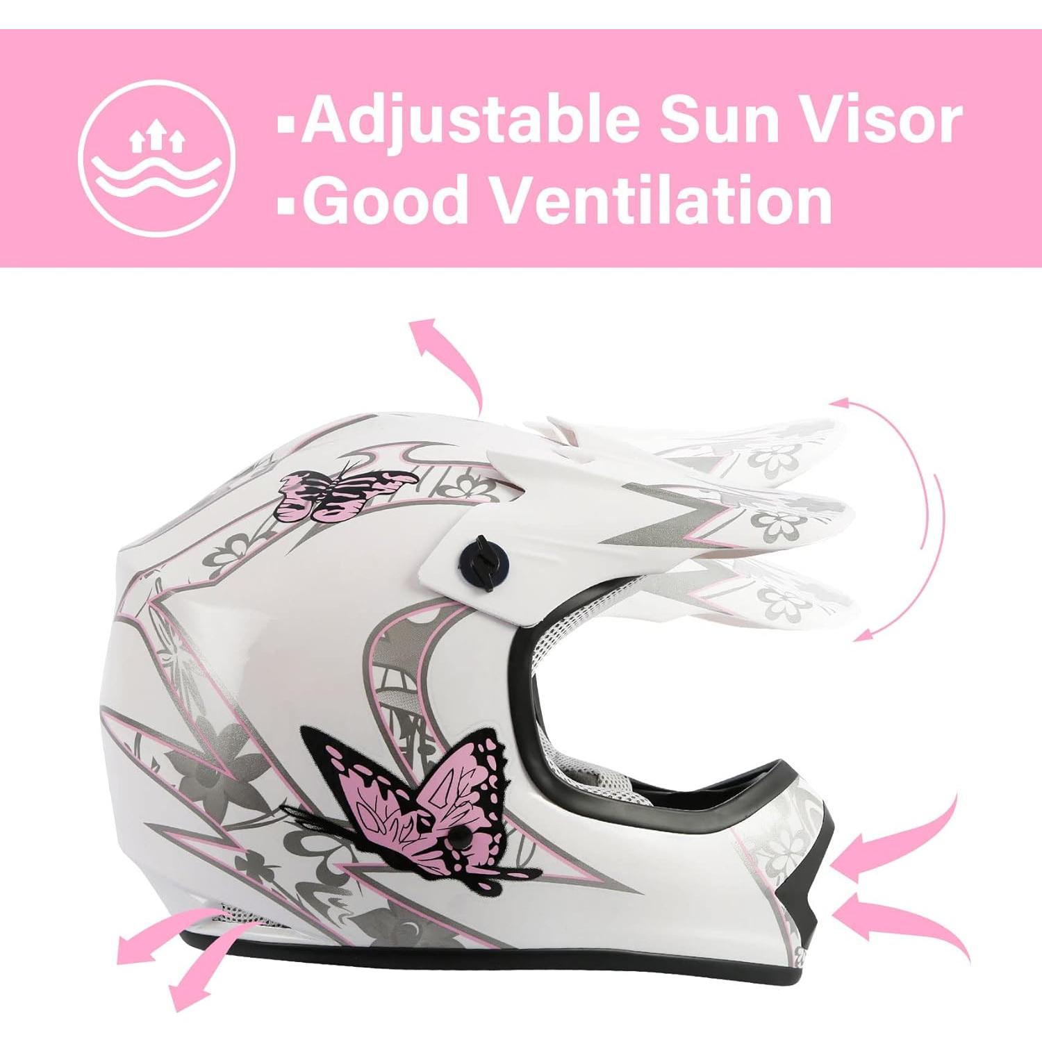 Casco TCMT OffRoad Juvenil X-Grande Mariposa Rosa