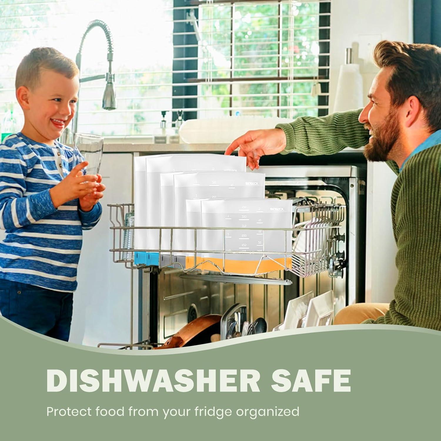 Dishwasher Safe Reusable Storage Bags Stand Up - BPA Free Reusable Sandwich Bags - Leakproof Gallon Freezer Bags, Silicone Food Storage Bags - Multicolor 3 Gallon + 3 Sandwich + 3 Snack Bags