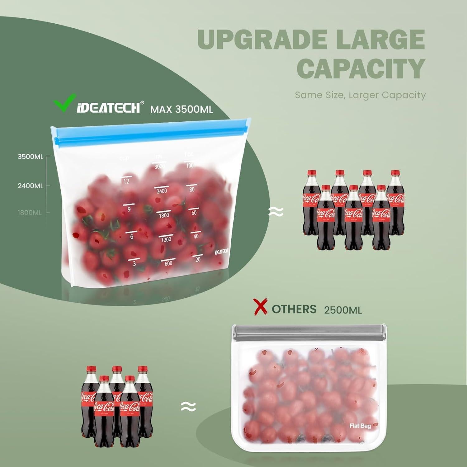 Dishwasher Safe Reusable Storage Bags Stand Up - BPA Free Reusable Sandwich Bags - Leakproof Gallon Freezer Bags, Silicone Food Storage Bags - Multicolor 3 Gallon + 3 Sandwich + 3 Snack Bags