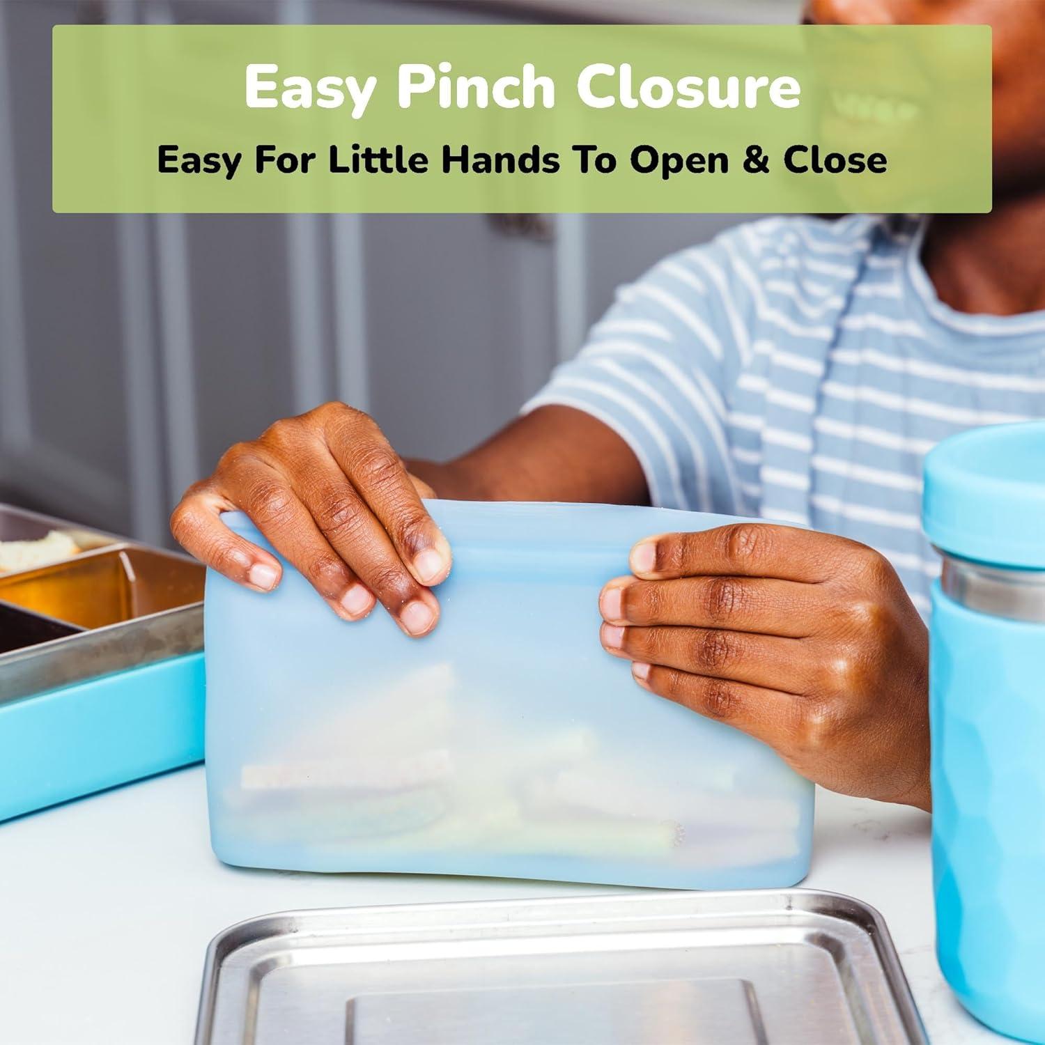 Bolsas de Silicona Reutilizables WeeSprout - 3 Unidades Snack Azul