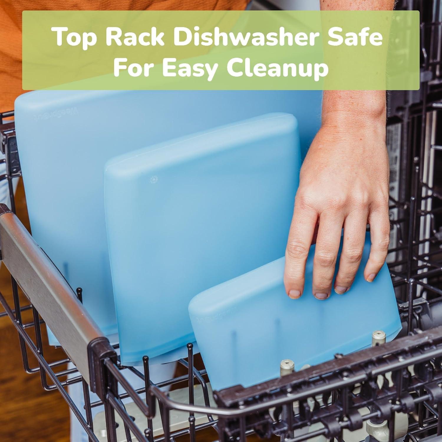 Bolsas de Silicona Reutilizables WeeSprout - 3 Unidades Snack Azul