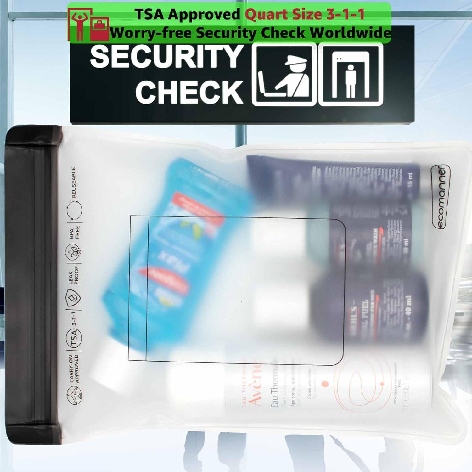 Paquete de 4 Bolsas de Aseo Transparentes TSA - 2 Pequeñas y 2 Grandes