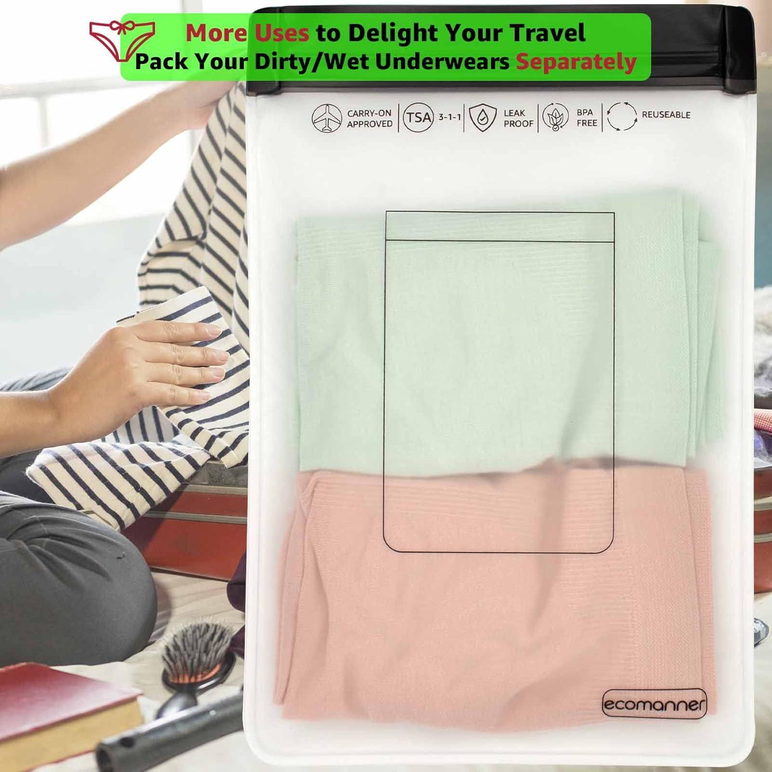 Paquete de 4 Bolsas de Aseo Transparentes TSA - 2 Pequeñas y 2 Grandes