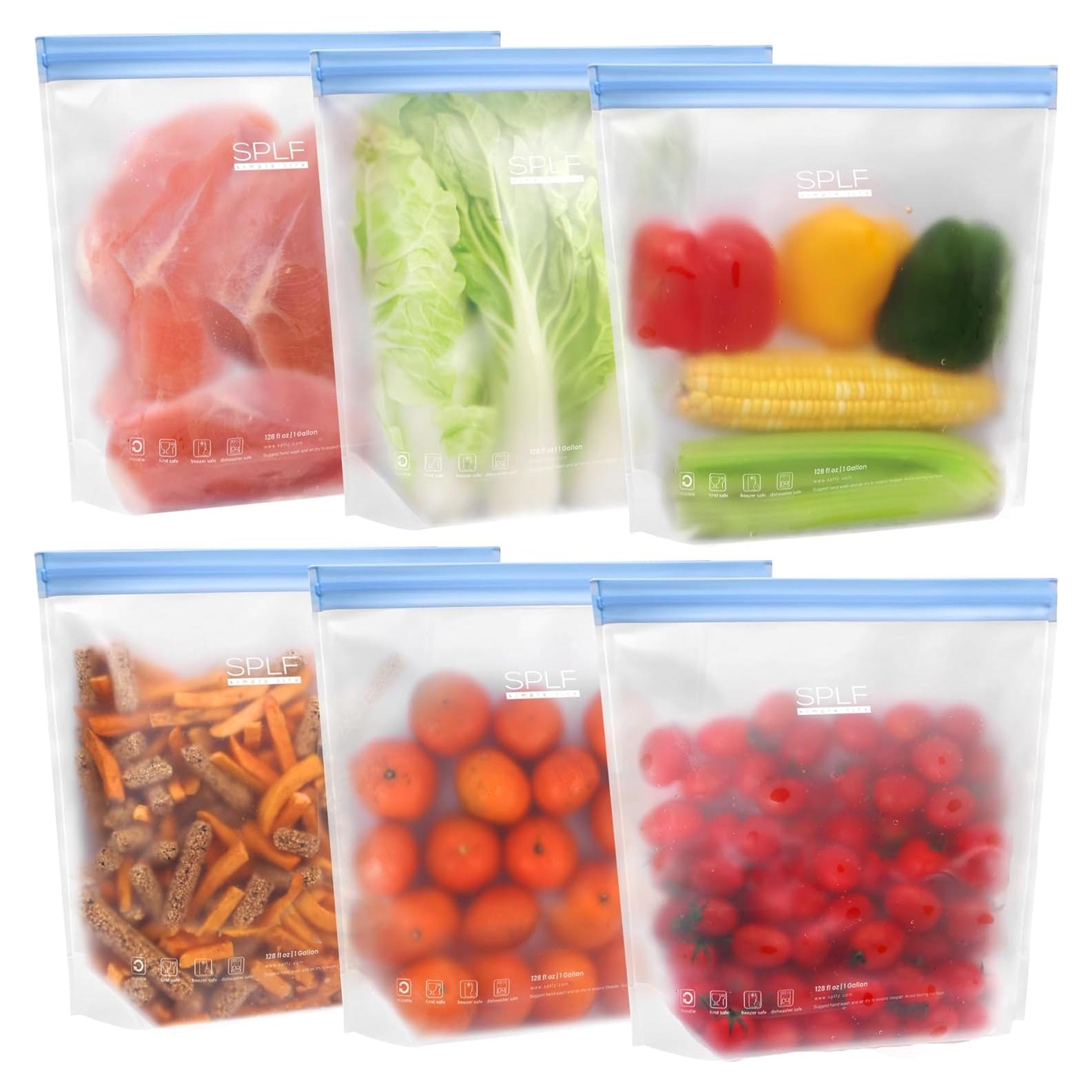 Bolsas Reutilizables SPLF 1 Galón 6 Piezas A Prueba de Fugas