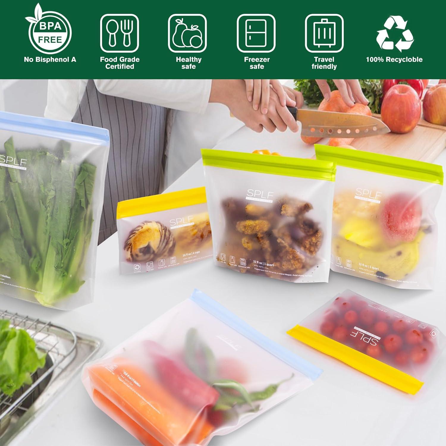 Bolsas Reutilizables SPLF 1 Galón 6 Piezas A Prueba de Fugas