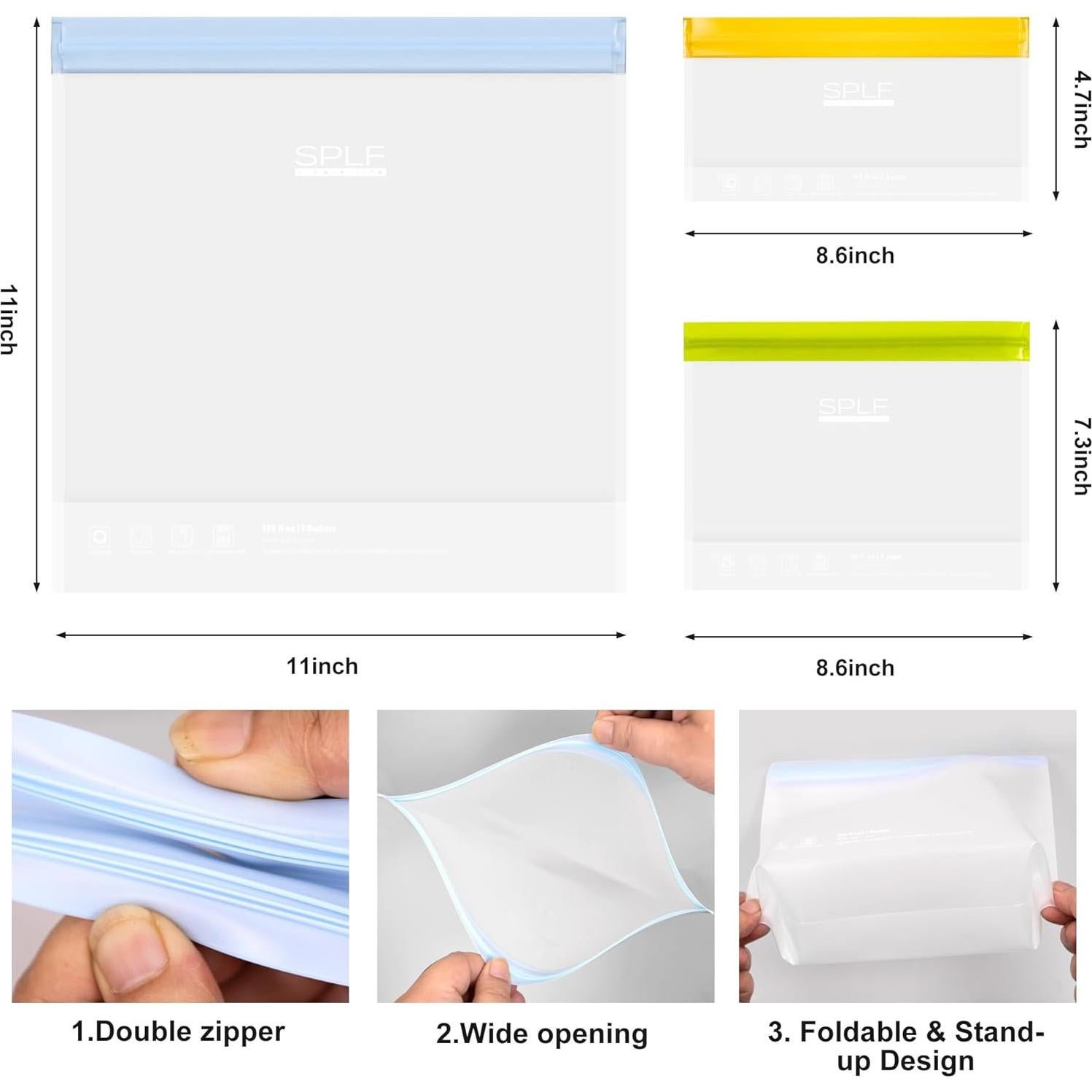 Bolsas Reutilizables SPLF 1 Galón 6 Piezas A Prueba de Fugas
