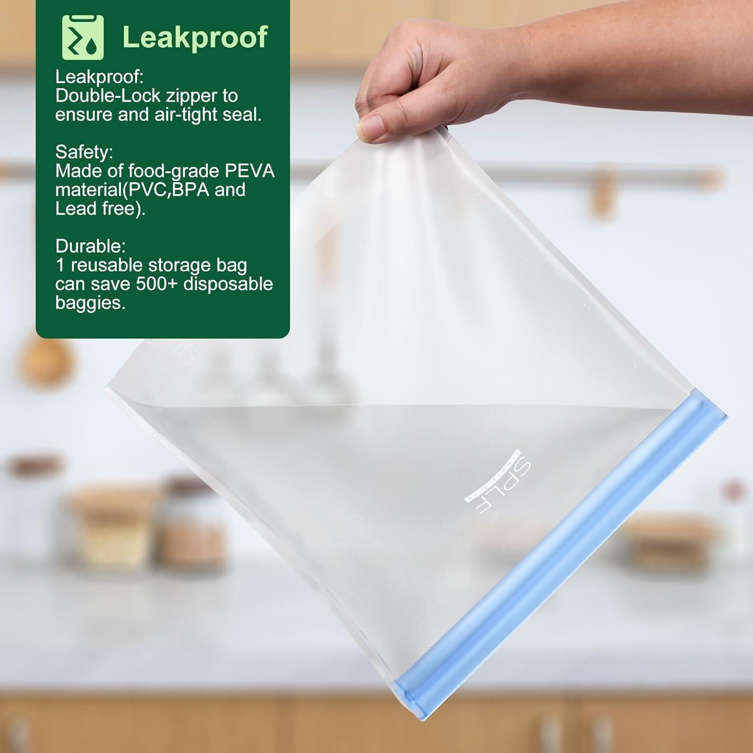 Bolsas Reutilizables SPLF 1 Galón 6 Piezas A Prueba de Fugas