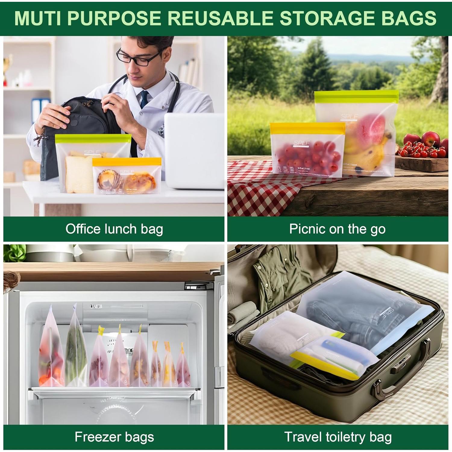 Bolsas Reutilizables SPLF 1 Galón 6 Piezas A Prueba de Fugas