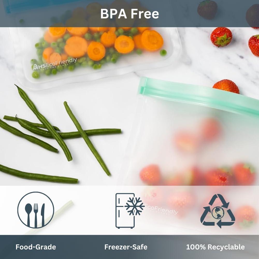 Reusable Freezer Bags | 20-Pack | M, L, XL & Gallon Reusable Ziplock Bags | BPA Free & Leakproof Bags for Fridge Storage, Freezer Storage, Food Storage, & Batch Cooking