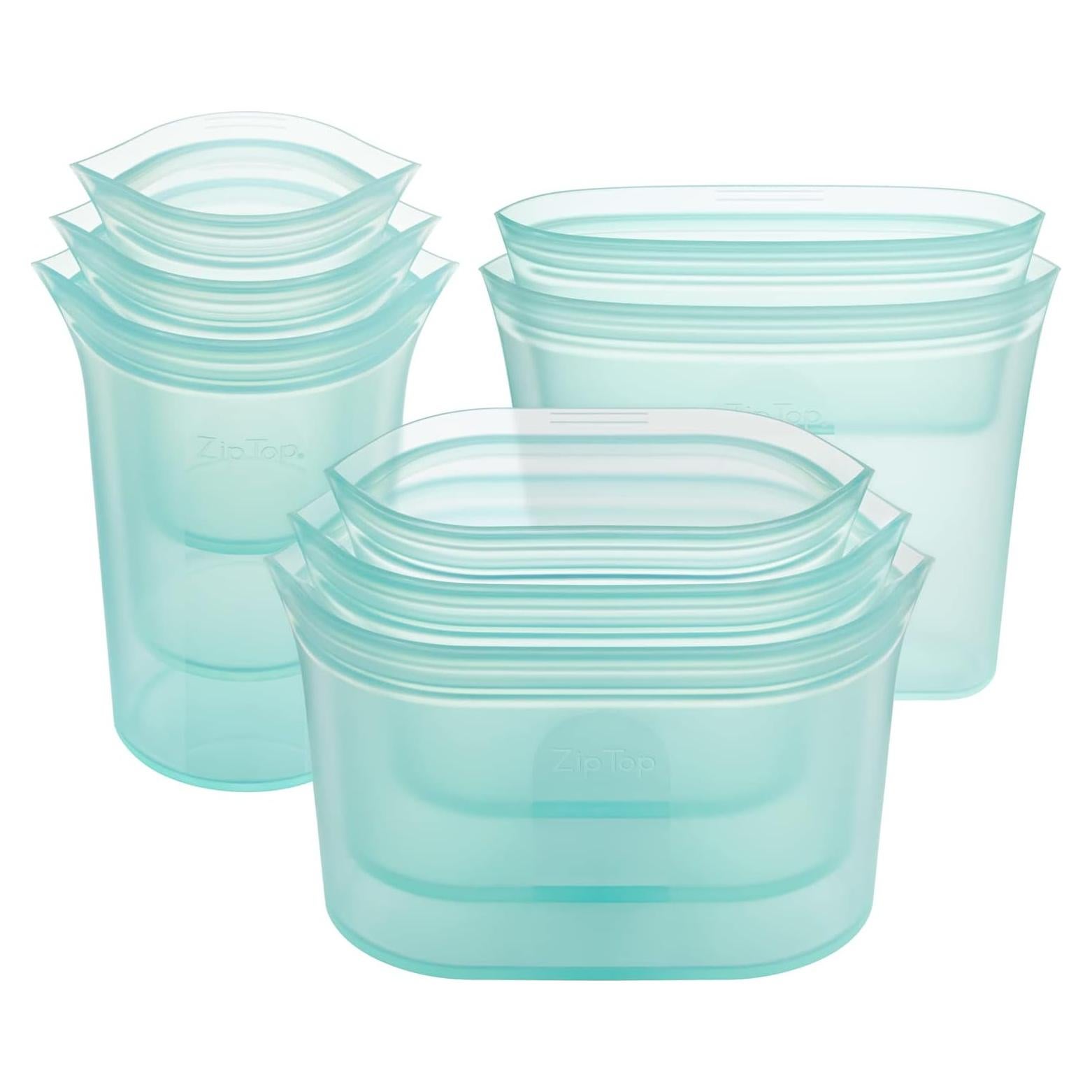 Bolsas de Almacenamiento Reutilizables Zip Top 8 Piezas Verde