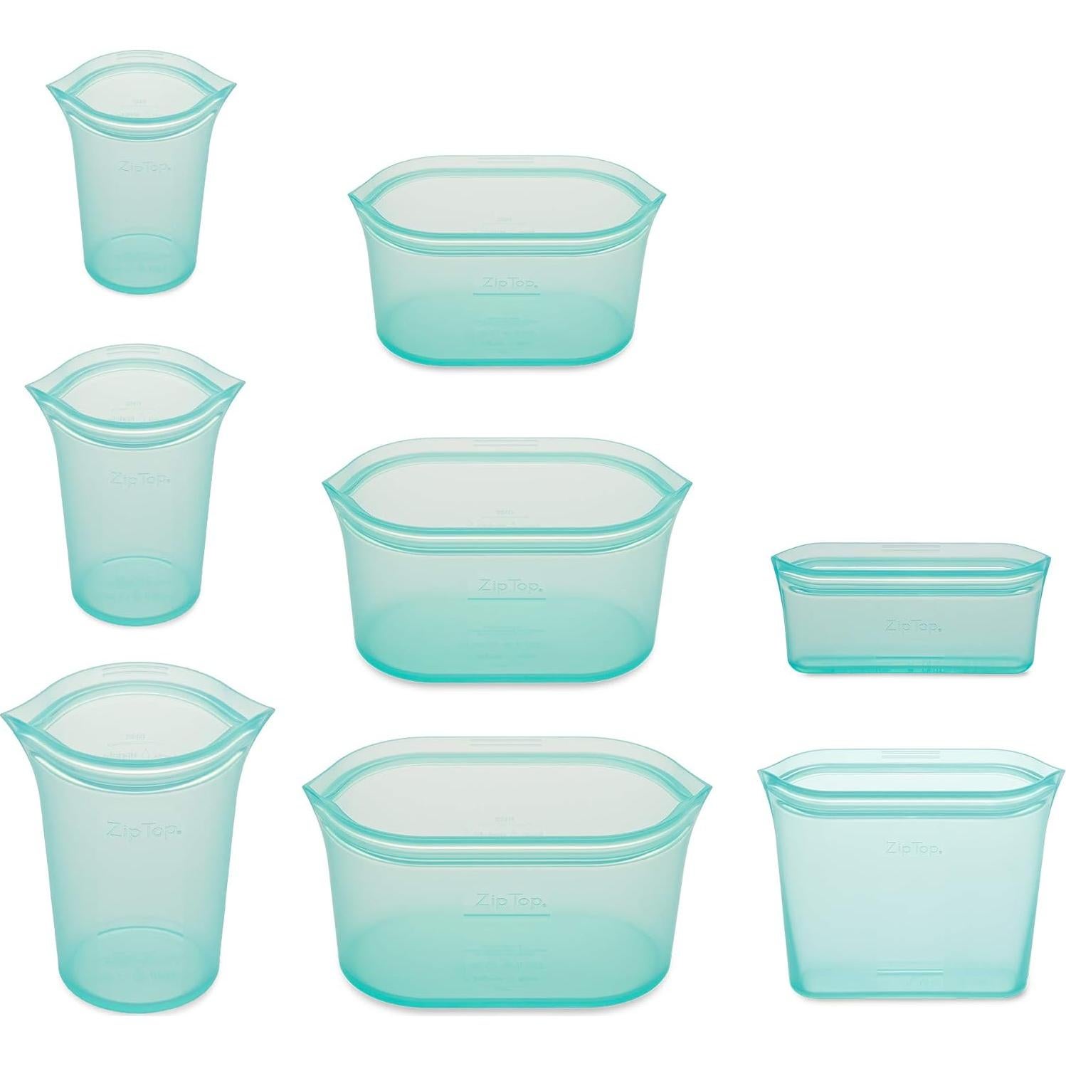 Bolsas de Almacenamiento Reutilizables Zip Top 8 Piezas Verde