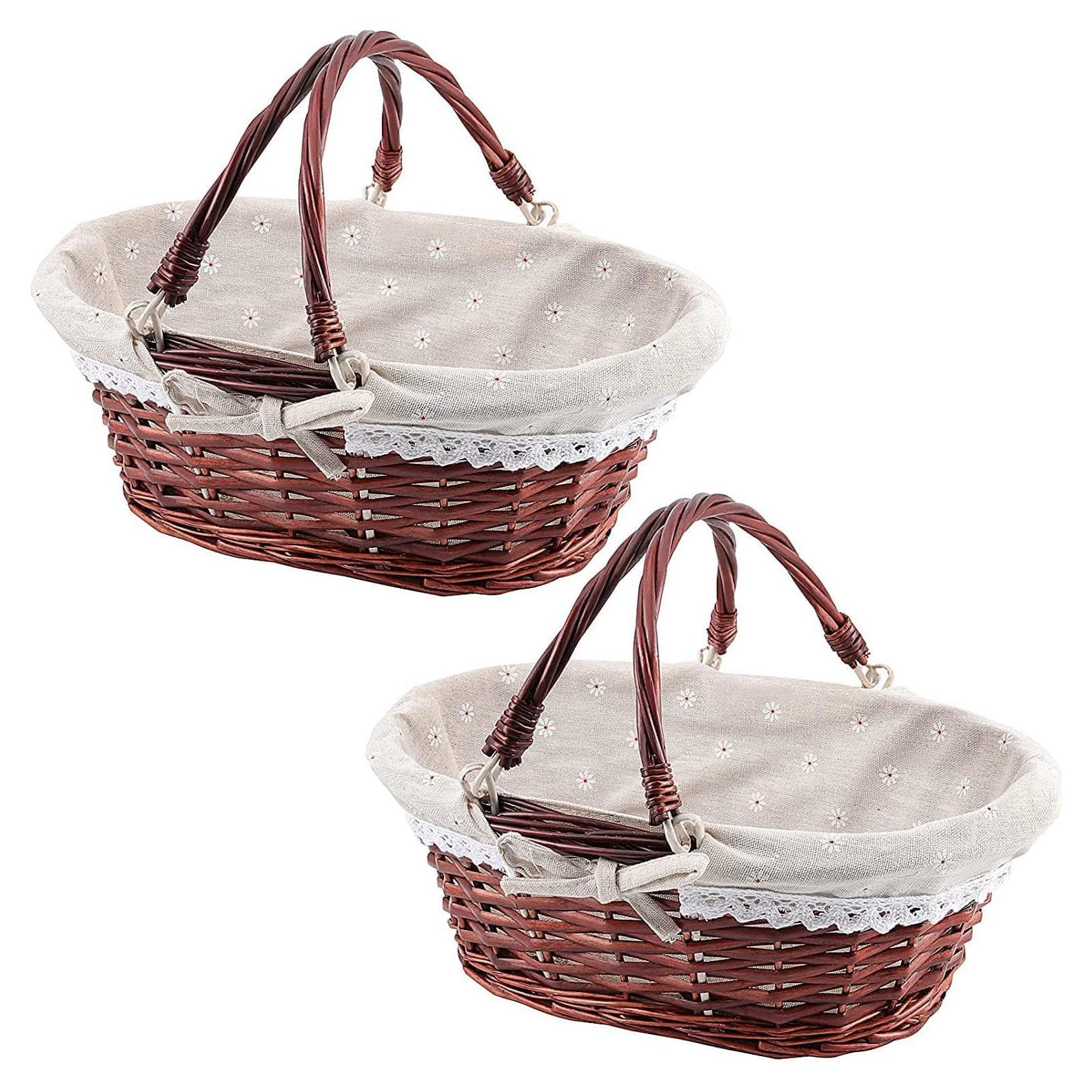 Cesta de Regalo de Mimbre 2 PCS ZEONHEI Ovalada Marrón 30.48cm