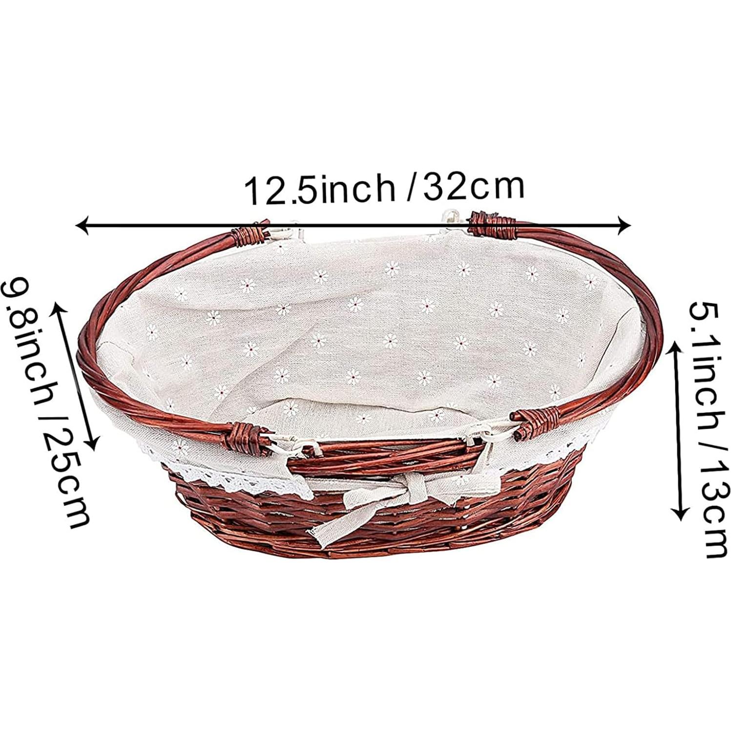 Cesta de Regalo de Mimbre 2 PCS ZEONHEI Ovalada Marrón 30.48cm