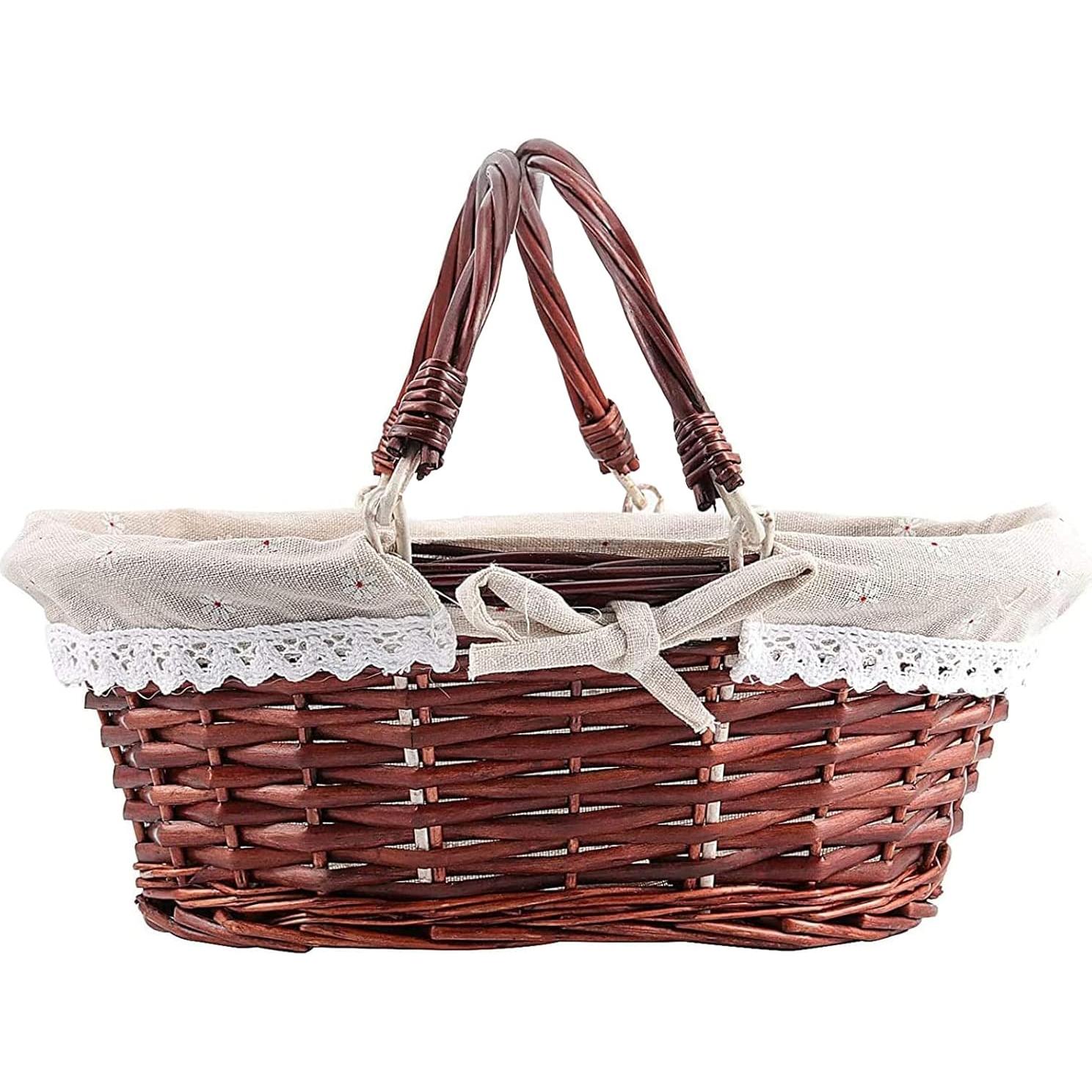 Cesta de Regalo de Mimbre 2 PCS ZEONHEI Ovalada Marrón 30.48cm