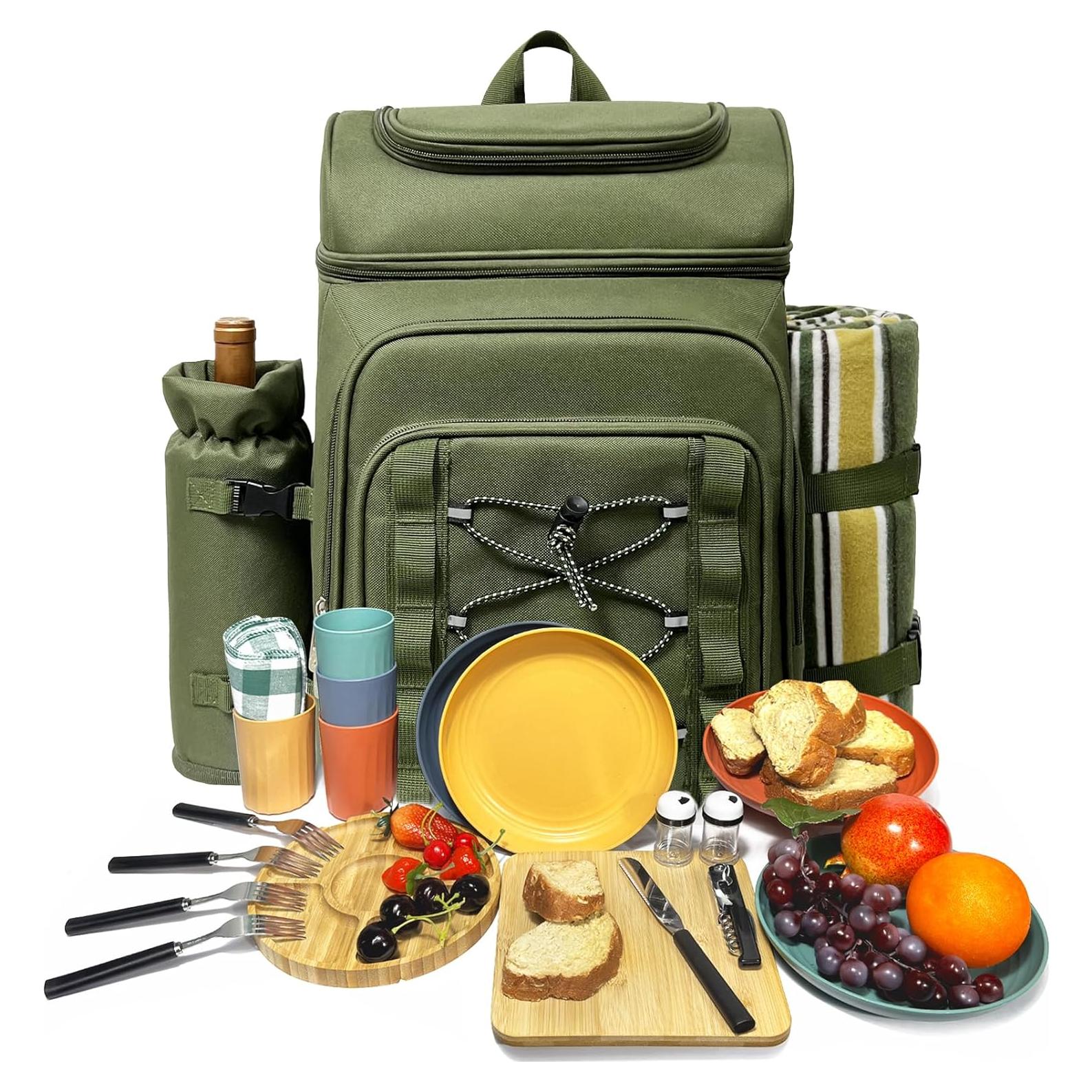 Mochila de Picnic Hap Tim para 4 Personas con Manta y Enfriador