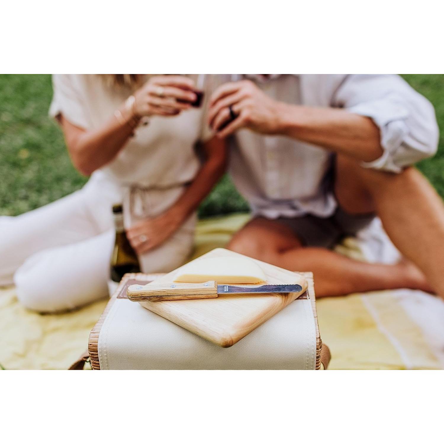 Picnic Time Corsica Wine and Cheese Picnic Basket Tote, Luxury 2 Bottle Insulated Picnic Set with Cutting Board, Cheese Knife & Corkscrew, Romantic Picnic Kit for Couples, Wedding & Anniversary Gift