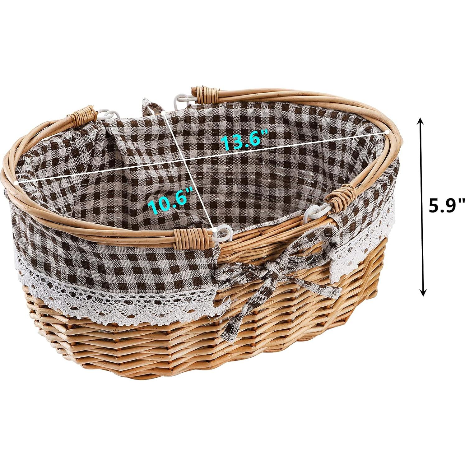 Cesta de Picnic de Mimbre Peohud con Doble Asa Plegable