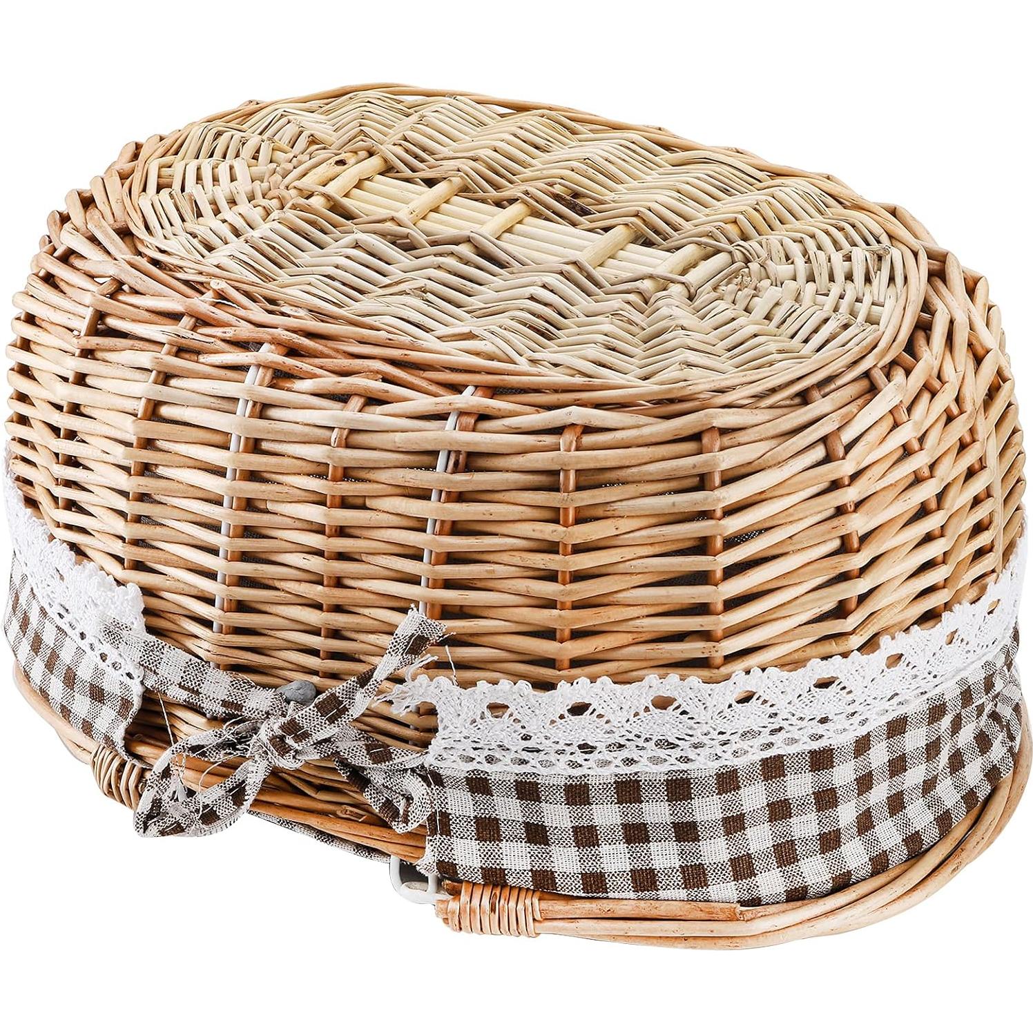 Cesta de Picnic de Mimbre Peohud con Doble Asa Plegable