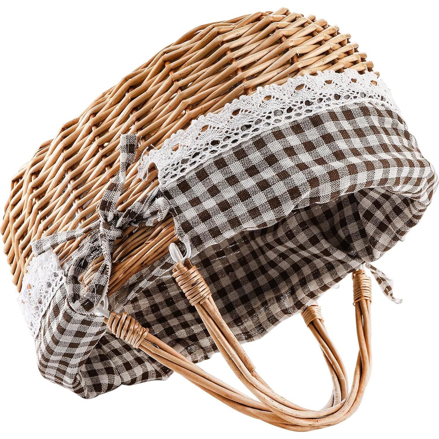 Cesta de Picnic de Mimbre Peohud con Doble Asa Plegable