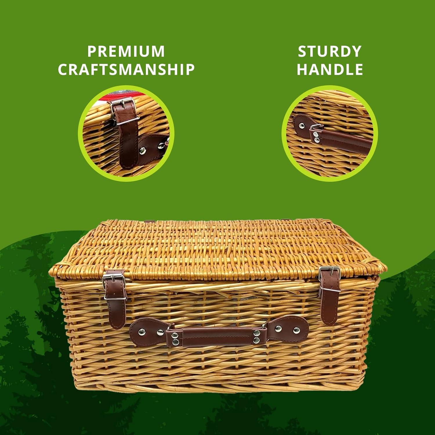 Cesta de Picnic Nature Gear XL Aislada para 4 Personas - Rojo y Blanco