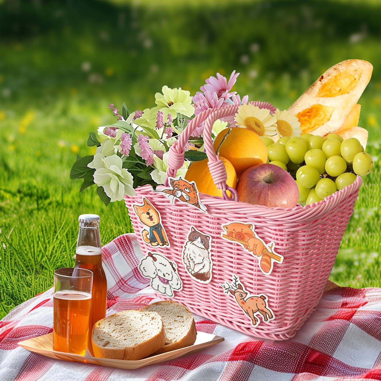 Cesta de Picnic de Mimbre Aikolesa Rosa 21x16x16 cm