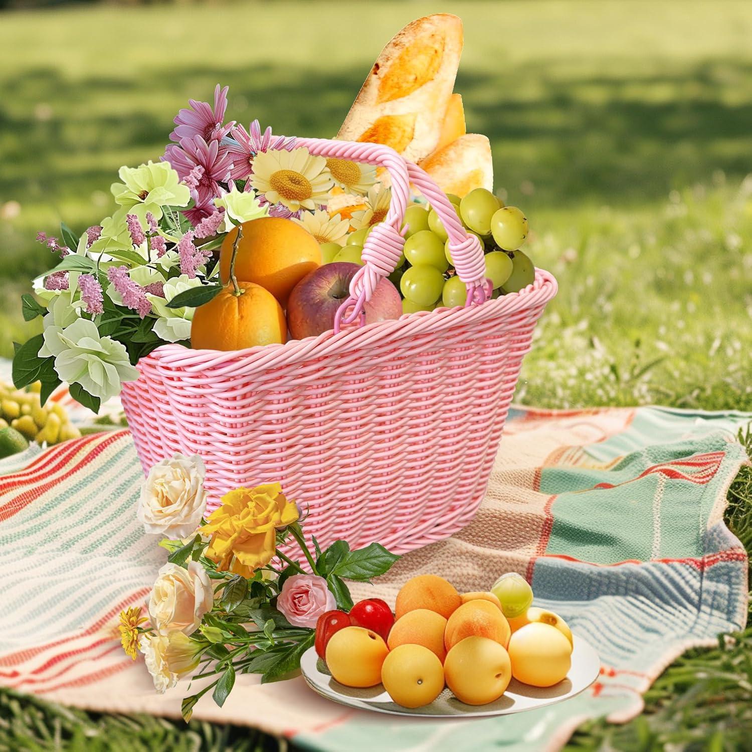 Cesta de Picnic de Mimbre Aikolesa Rosa 21x16x16 cm