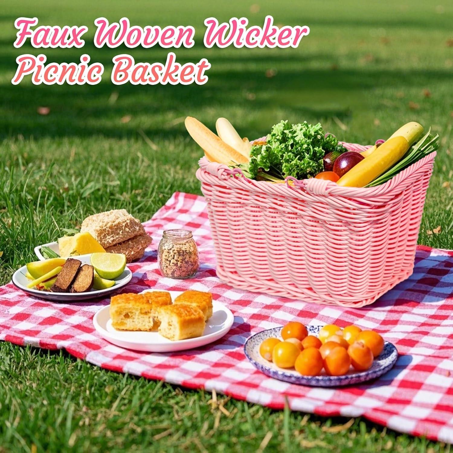 Cesta de Picnic de Mimbre Aikolesa Rosa 21x16x16 cm