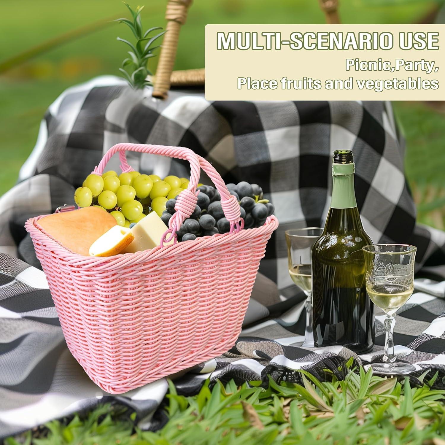 Cesta de Picnic de Mimbre Aikolesa Rosa 21x16x16 cm