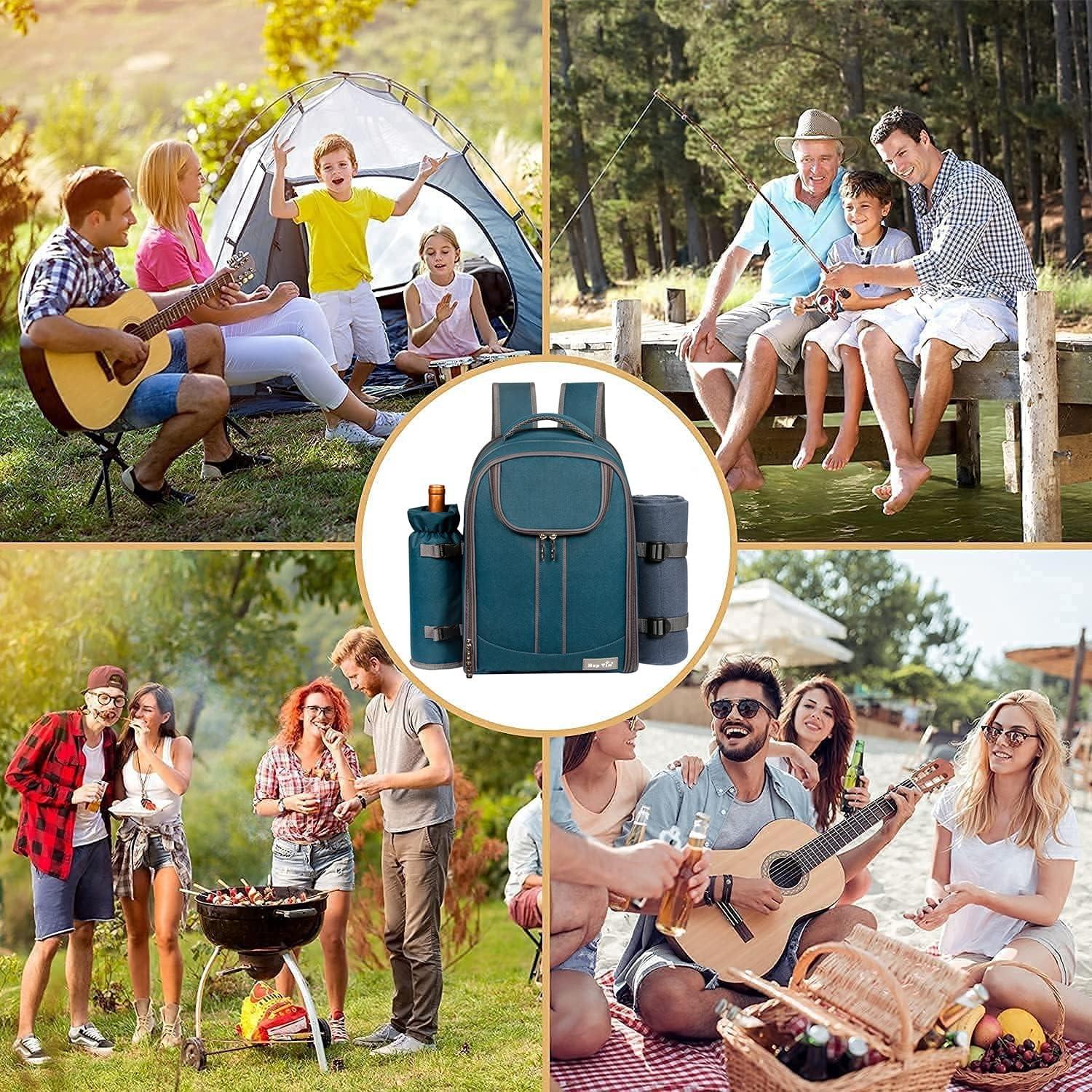 Mochila de Picnic Hap Tim para 4 Personas con Manta y Enfriador