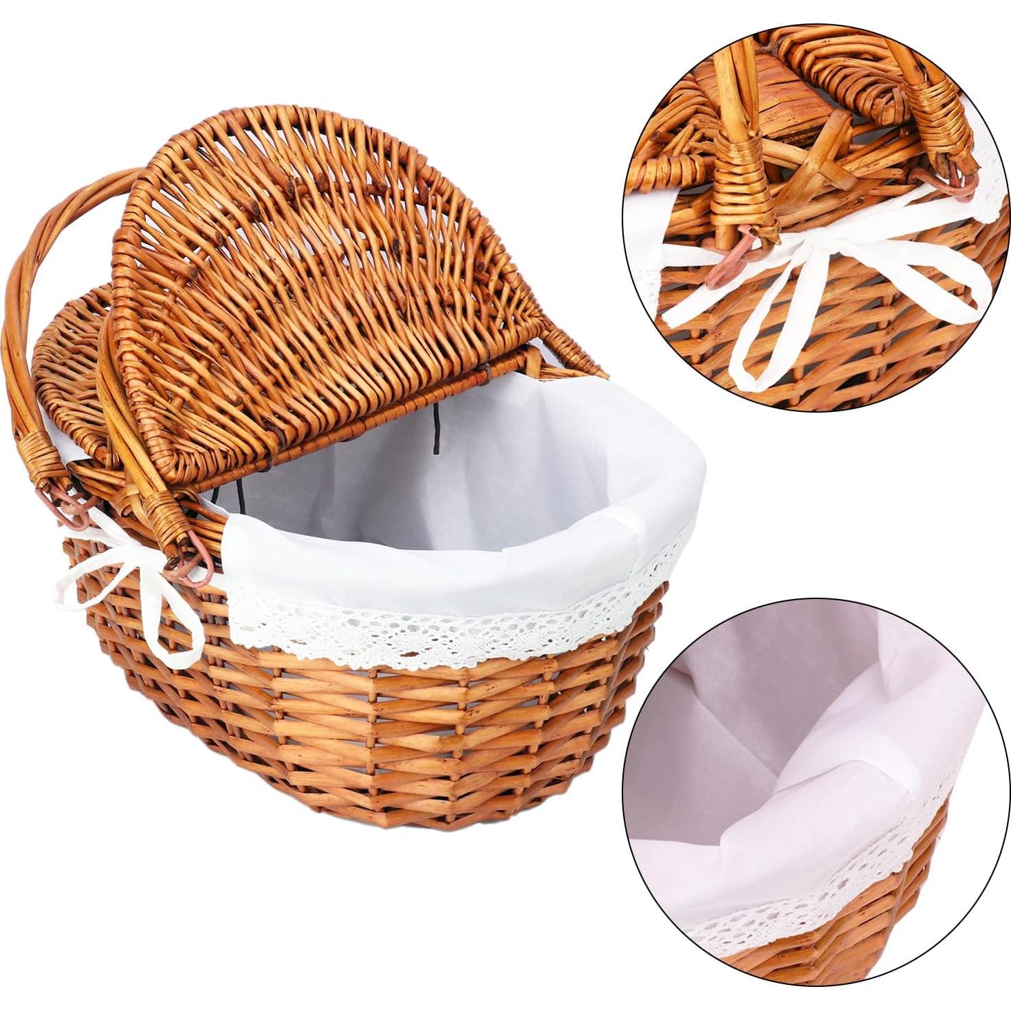 Cesta de Picnic de Mimbre con Tapa Geytetqi 39x29x18 cm