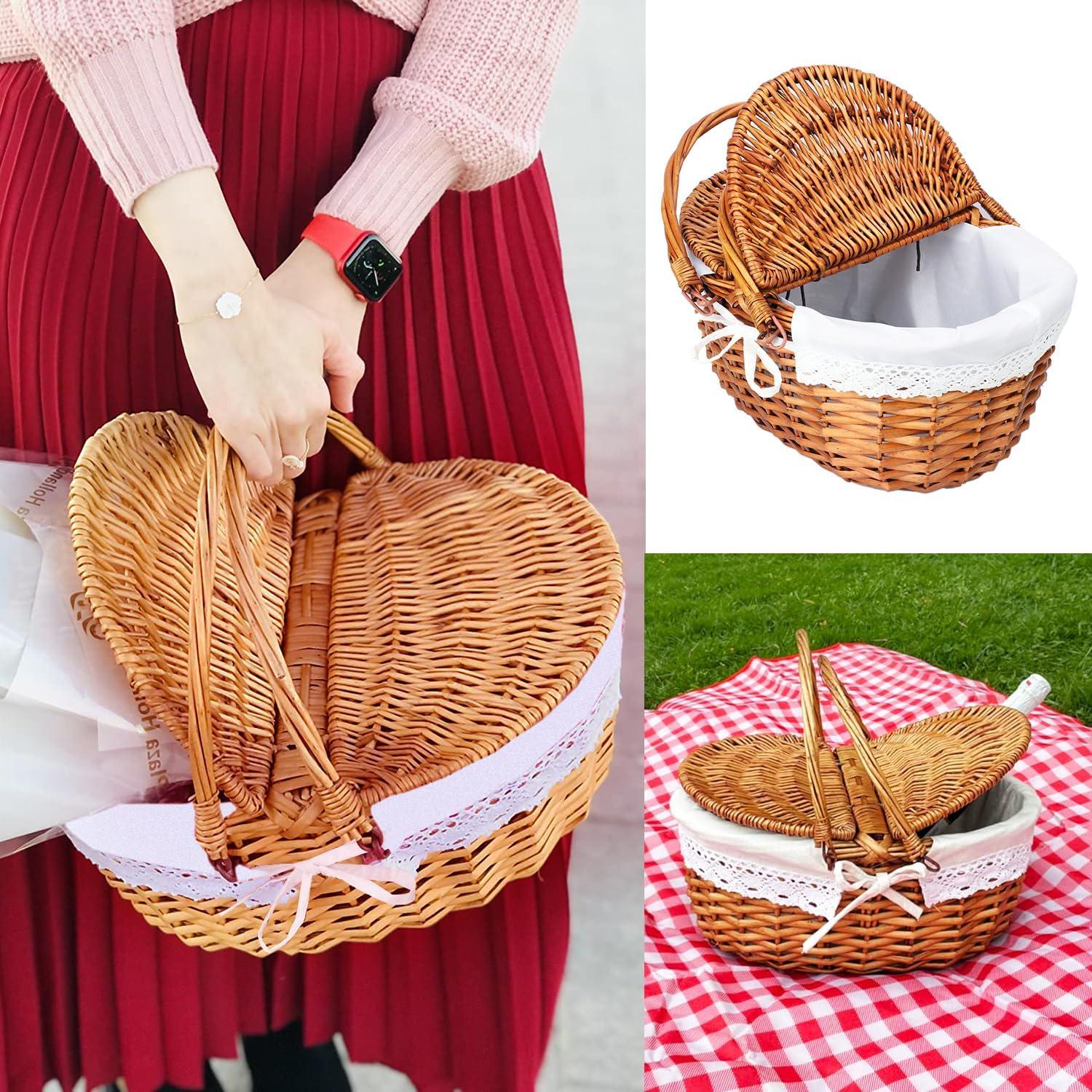 Cesta de Picnic de Mimbre con Tapa Geytetqi 39x29x18 cm