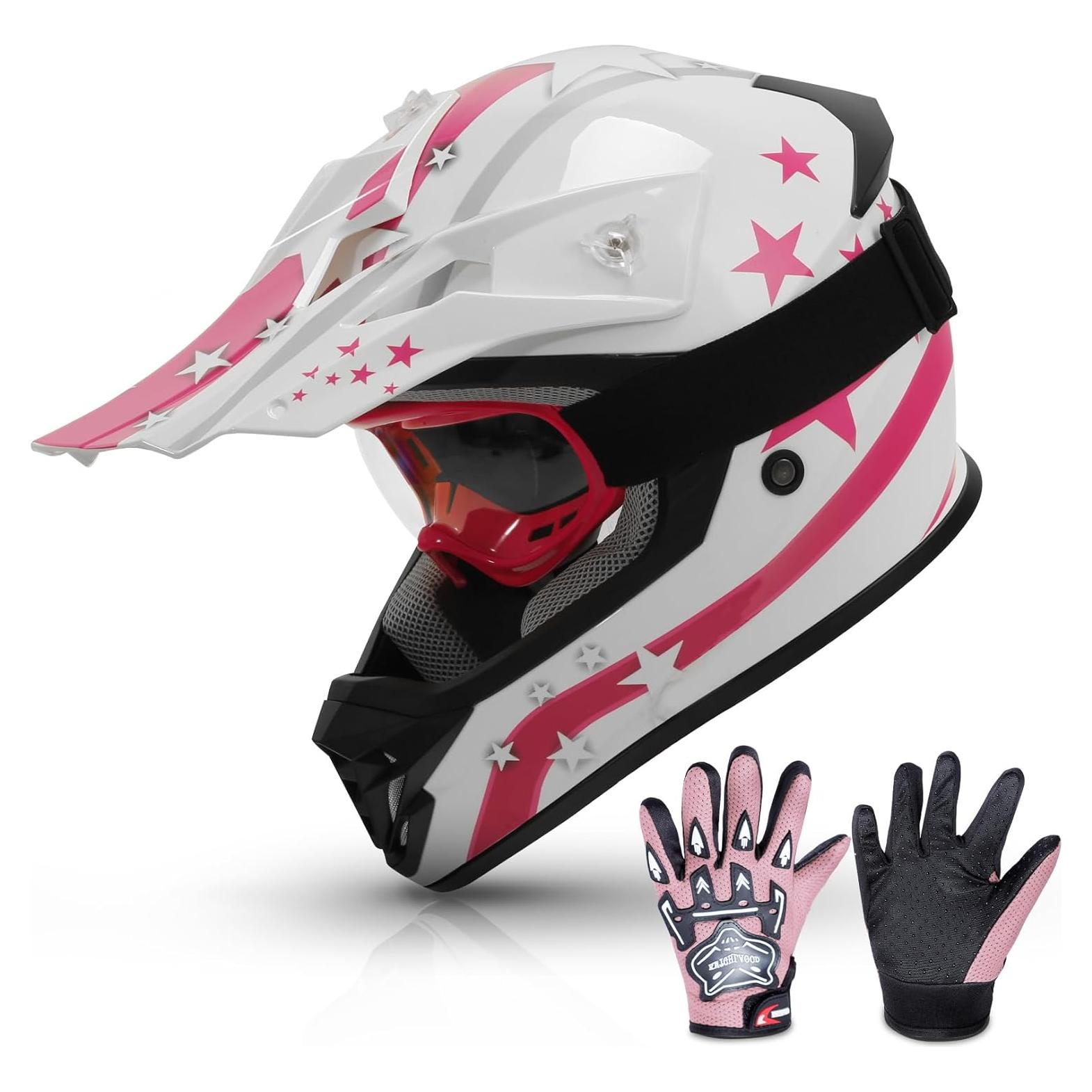 Casco TCMT Juvenil Mediano Estrella Rosa para Motocross