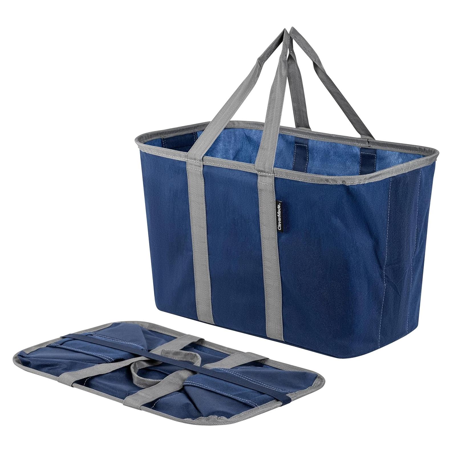 Bolsa de Compras Plegable CleverMade Azul/Gris 30L