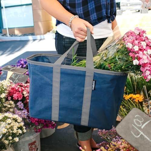 Bolsa de Compras Plegable CleverMade Azul/Gris 30L
