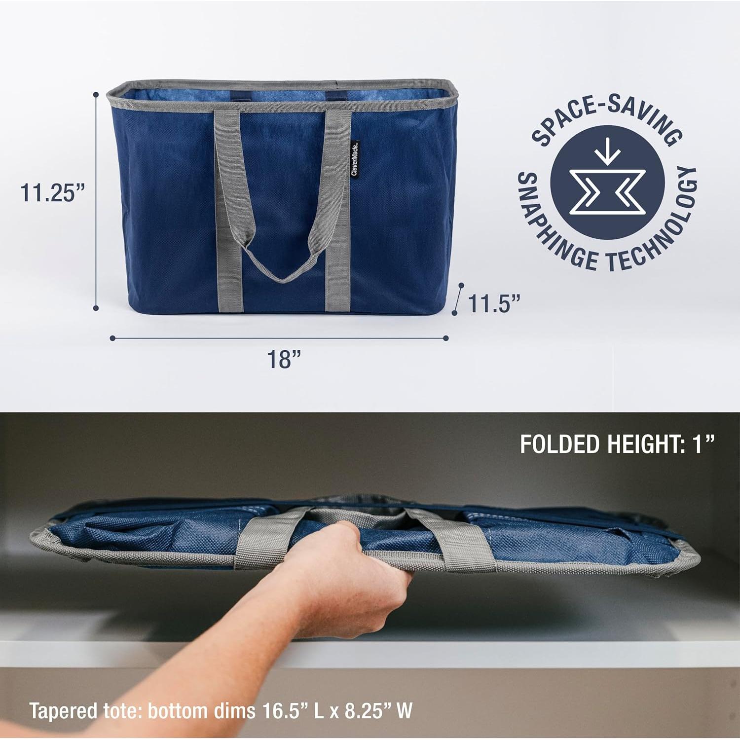 Bolsa de Compras Plegable CleverMade Azul/Gris 30L