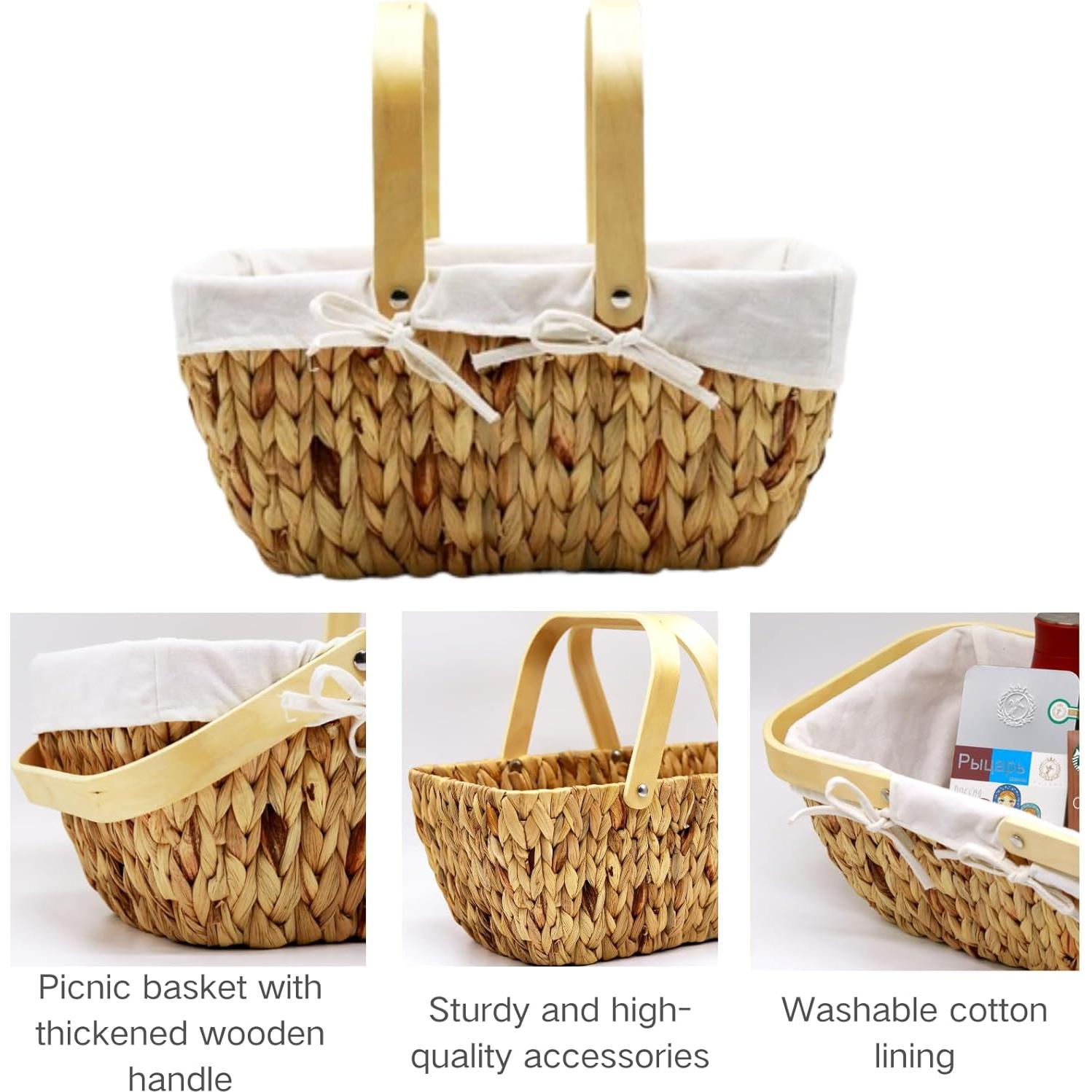 Cesta de Picnic de Mimbre Wyjnqq 38x23x18 cm Ecológica