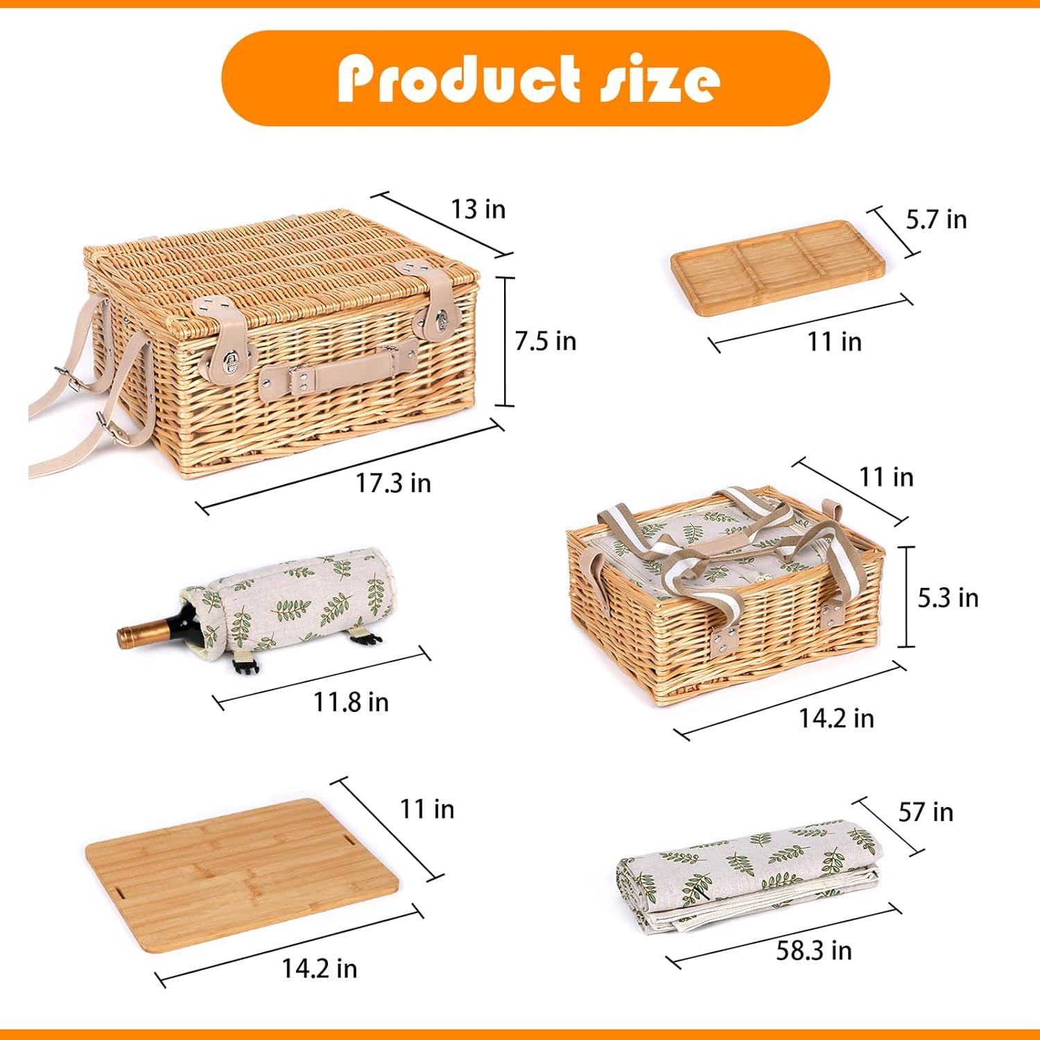 Conjunto de Cesta de Picnic Doble Hap Tim con Manta y Tablas