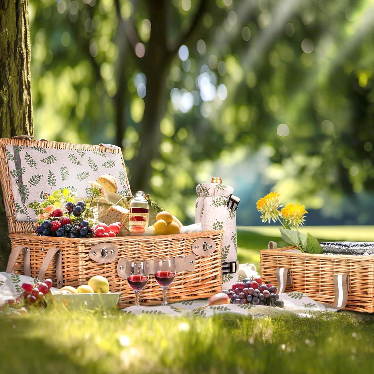 Conjunto de Cesta de Picnic Doble Hap Tim con Manta y Tablas