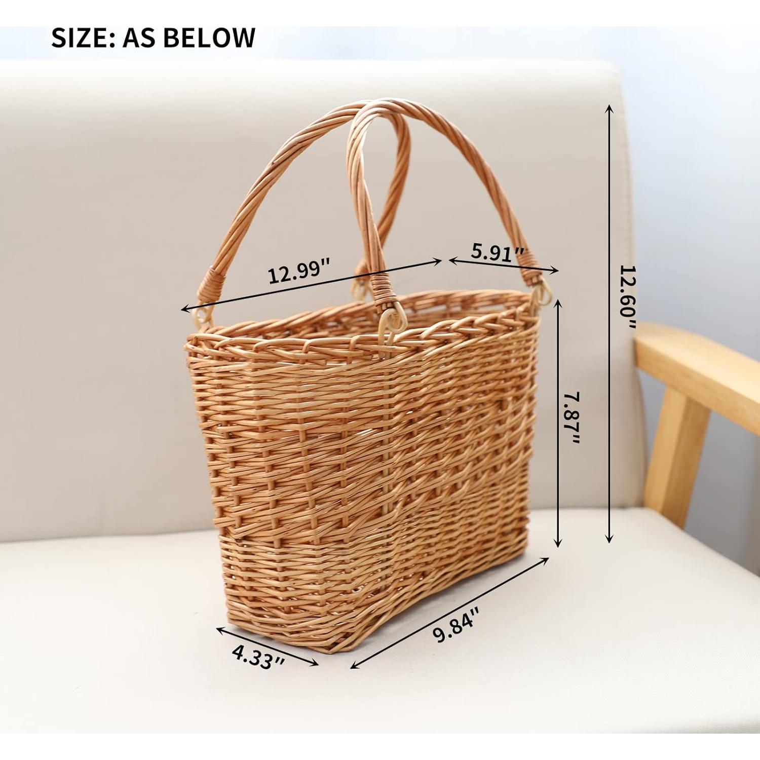 Cesta de Picnic de Mimbre Natural YRLSOTGE 33x15x20 cm