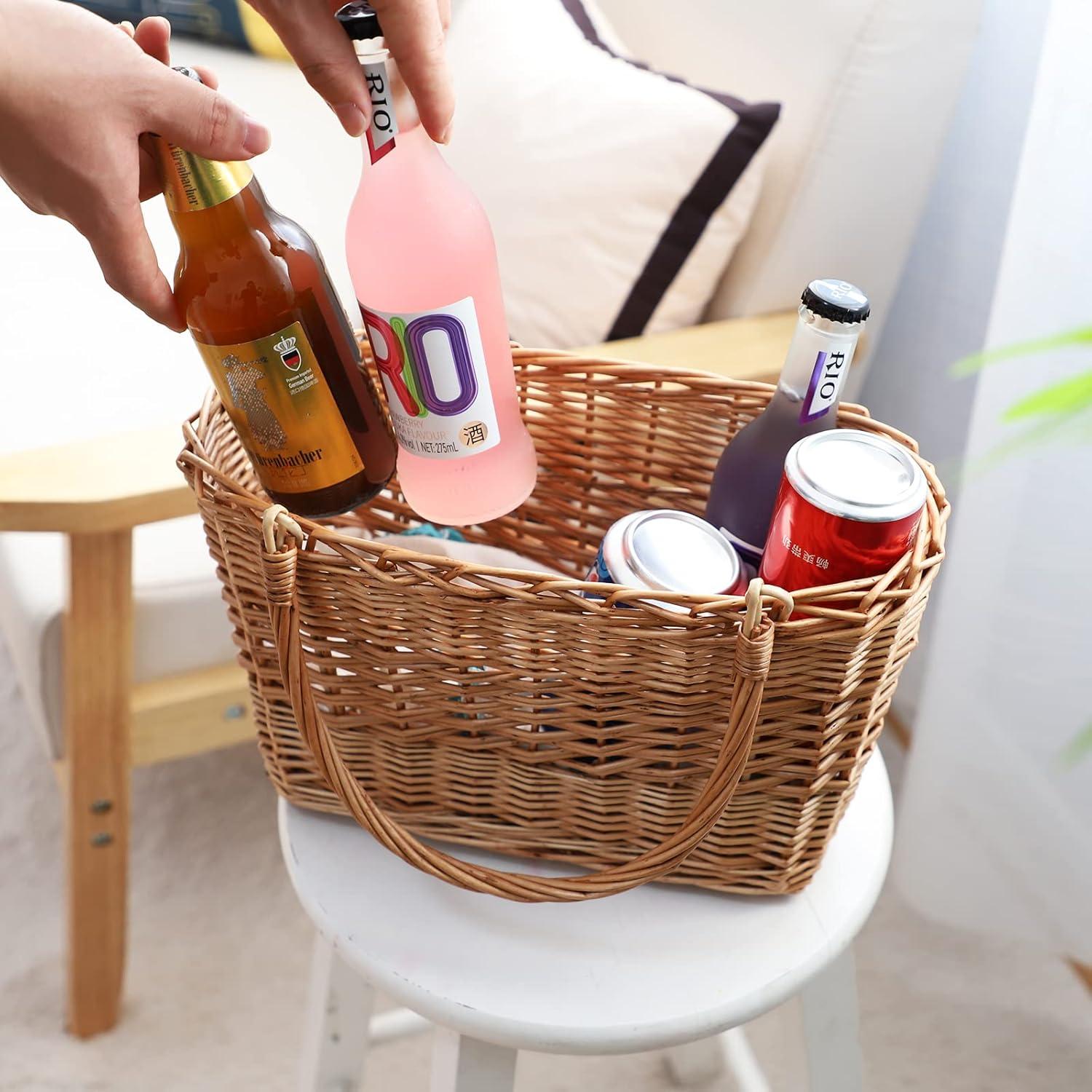 Cesta de Picnic de Mimbre Natural YRLSOTGE 33x15x20 cm