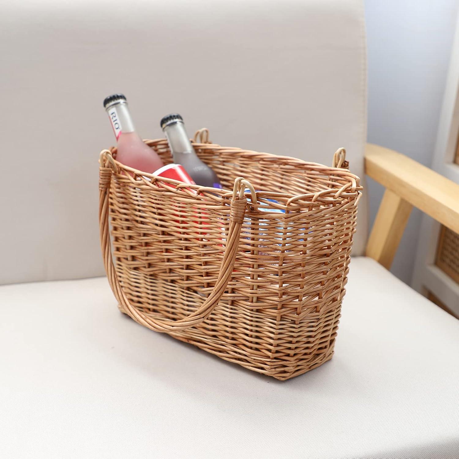 Cesta de Picnic de Mimbre Natural YRLSOTGE 33x15x20 cm