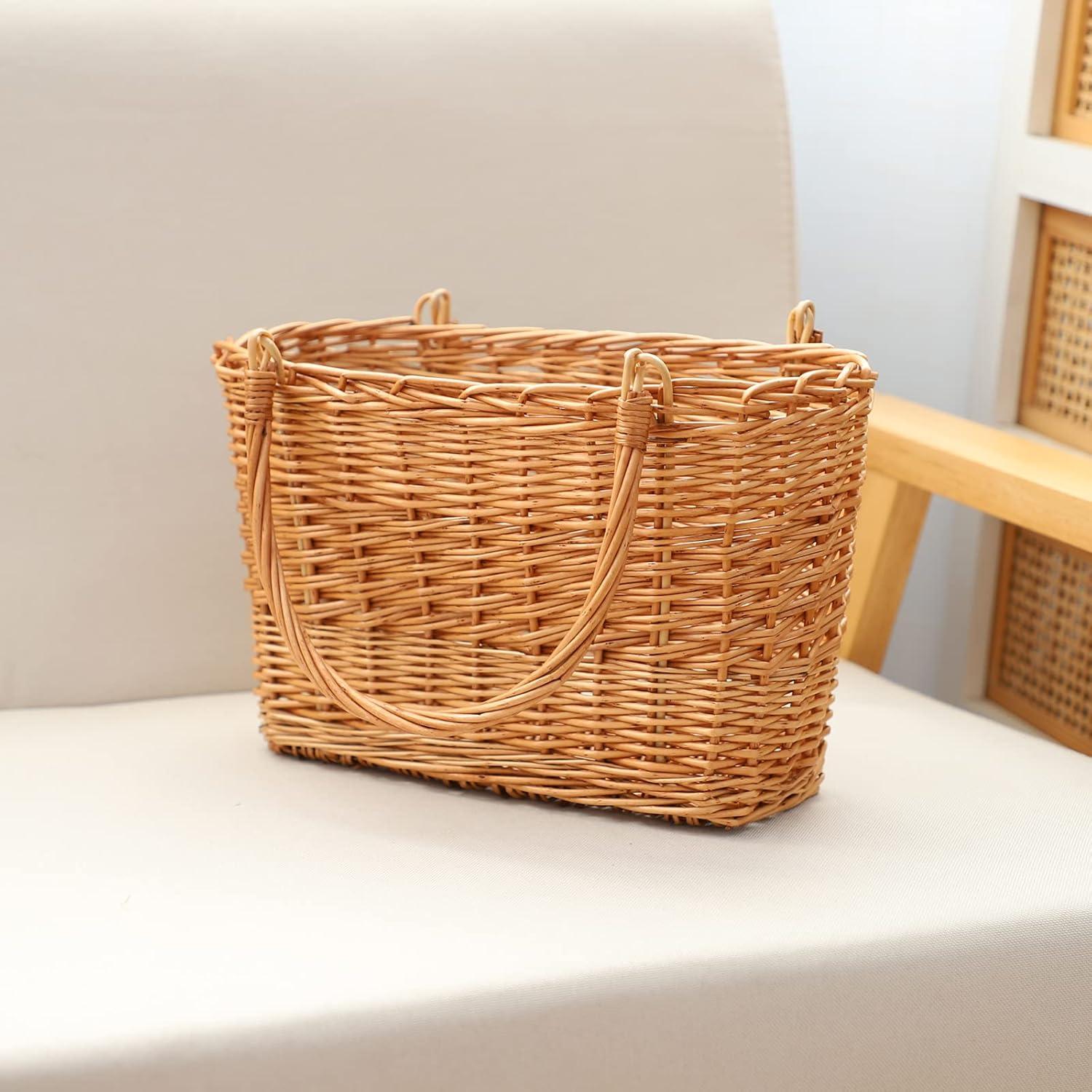 Cesta de Picnic de Mimbre Natural YRLSOTGE 33x15x20 cm