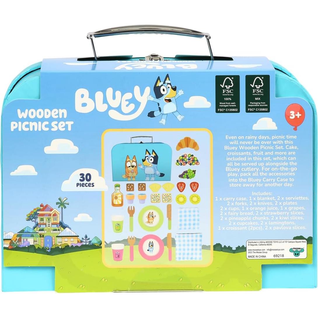 Juego de Picnic de Madera Bluey - 30 Piezas con Estuche