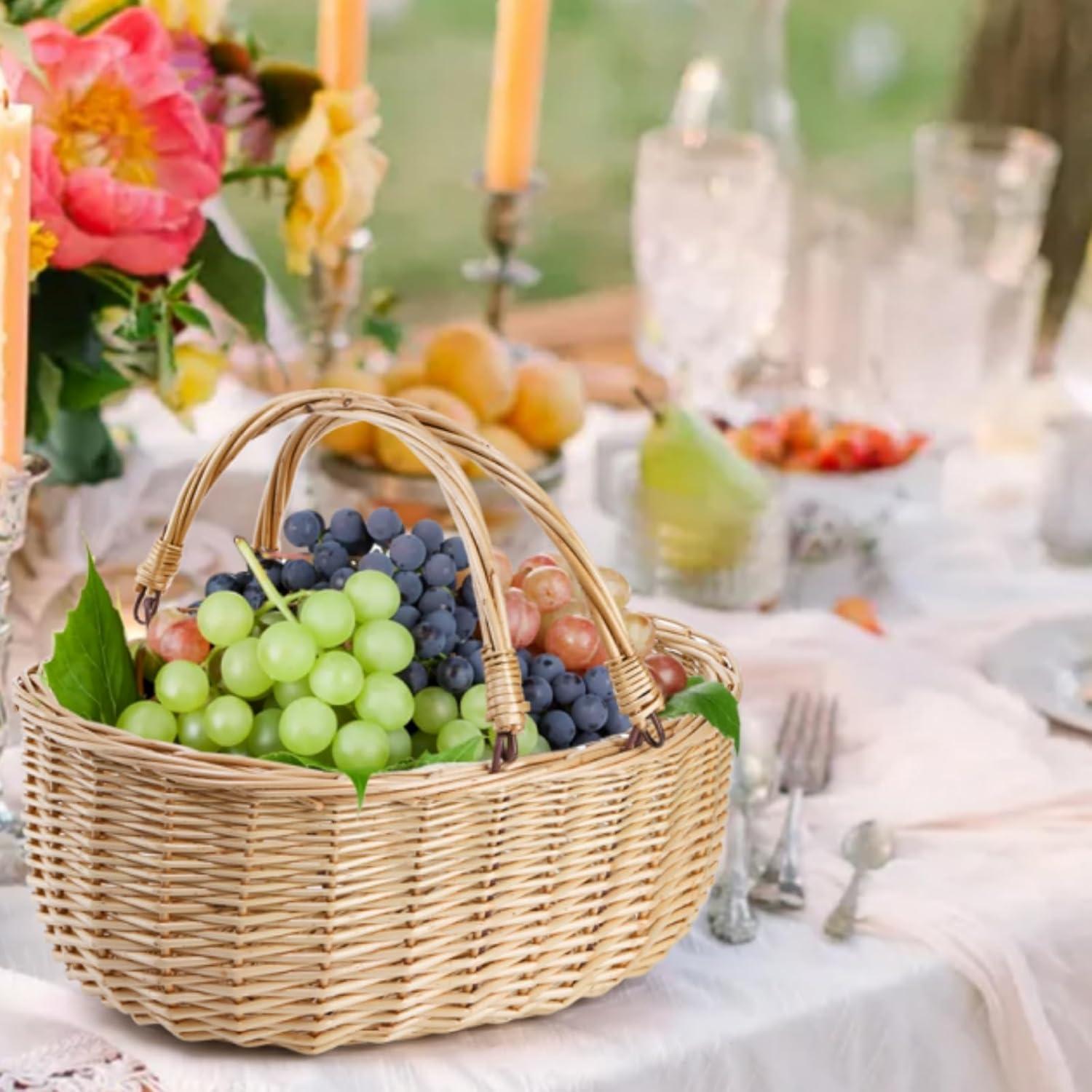 Cesta de Picnic de Mimbre Dicunoy 33x27x15 cm con Asas