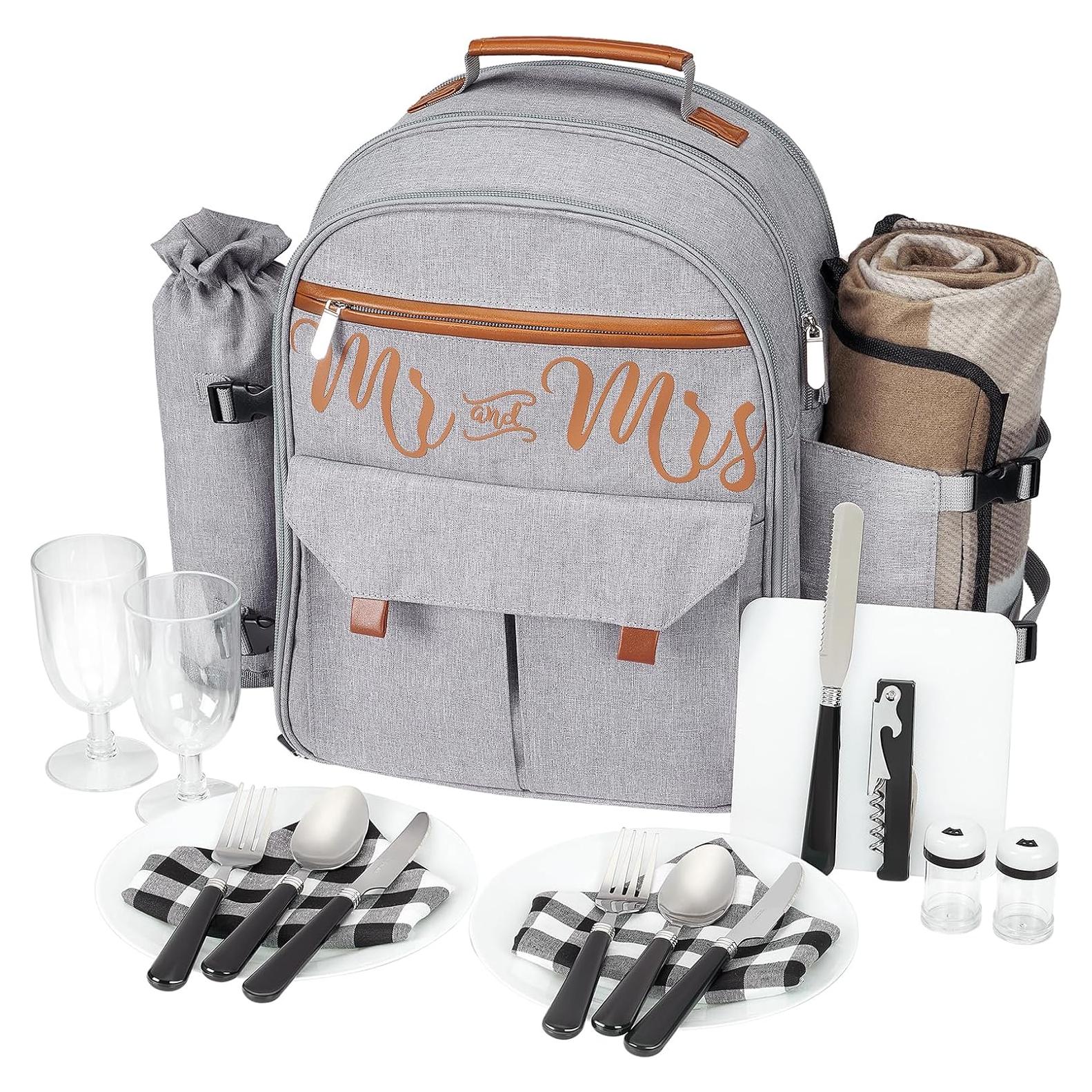 Mochila de Picnic Aislada AW BRIDAL 22L Gris para 2 Personas