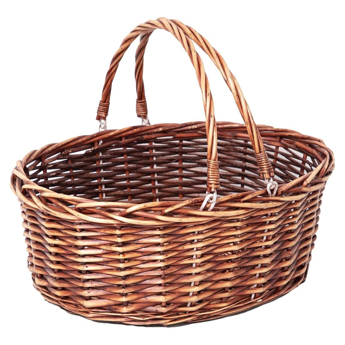 Cesta de Picnic de Mimbre JJSQ 43x33x18 cm con Mangos Plegables