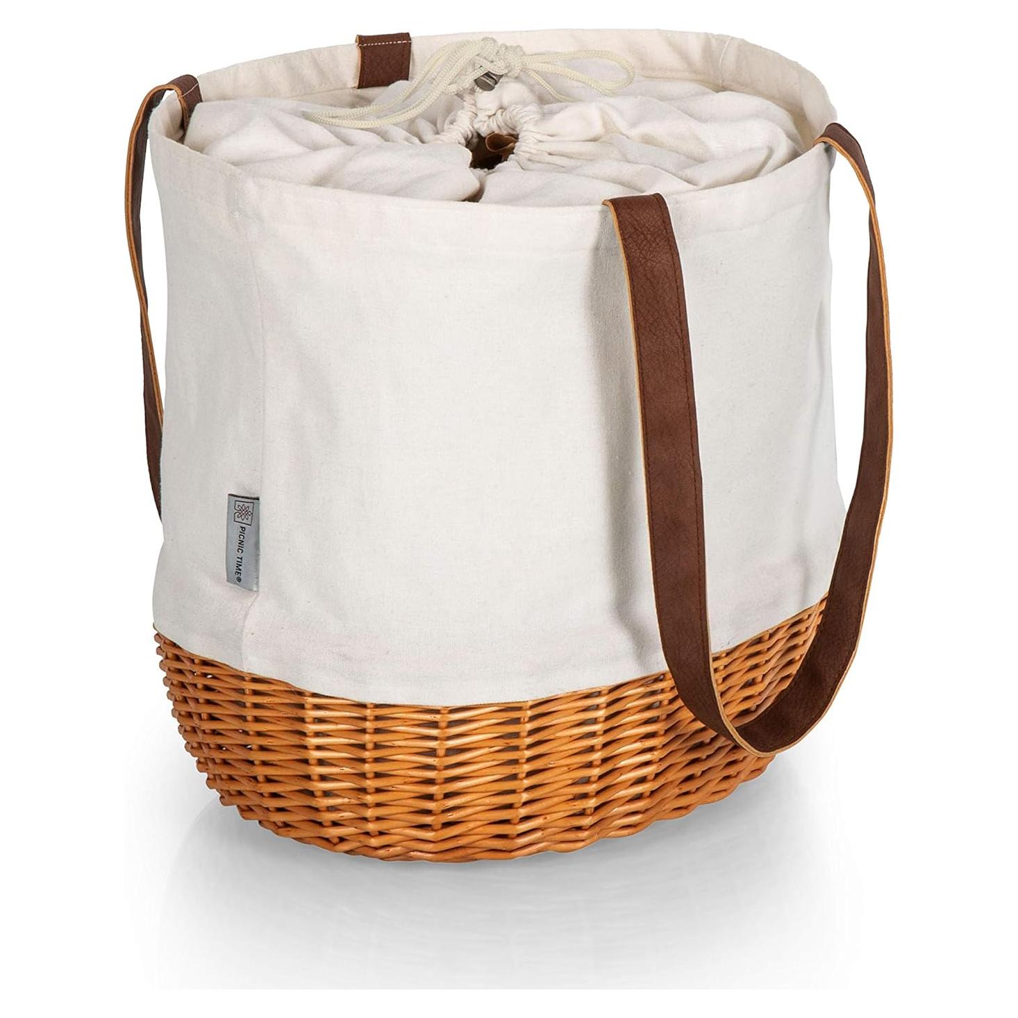 Cesta de Playa y Picnic Coronado PICNIC TIME Lona Beige 36x29x34cm