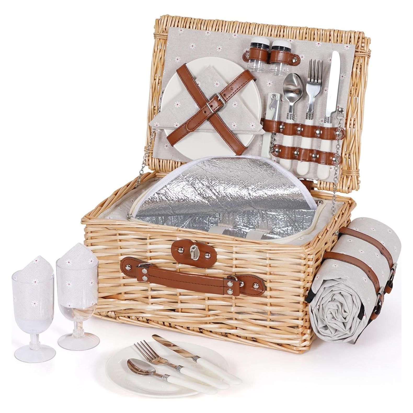 Cesta de Picnic HappyPicnic para 2 con Manta Impermeable